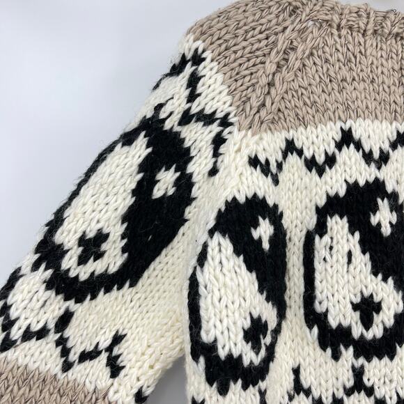 Black Weirdos | Yin Yang Sweater Oatmeal Hand Knit Intarsia Chunky Crew Neck M - Picture 12 of 15